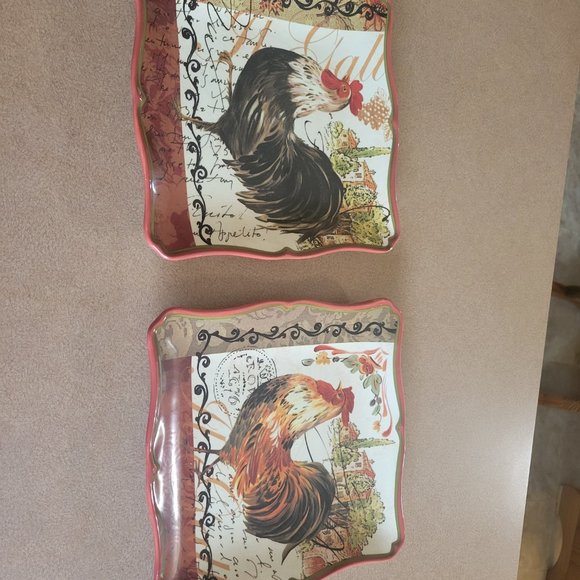 Discontinued Tuscan Rooster Salad Plates Set of 2! - Picture 5 of 6